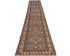 19 Feet Green Kazak Afghan Hand Knotted Wool Runner Rug
